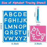 3sscha 22Pcs Alphabet Tracing Stencil Set for Kids Drawing Stencils with Color Highlighter Letters Numbers and Cute Animal Pattern Paint Boards Learn Art Craft Stencil Birthday Gift for Children