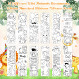 3sscha 75Pcs Color Your Own Safari Animals Bookmarks for Kids DIY Coloring Blank Bookmark including Giraffe Lion Sloth Monkey Monstera Painting Bookmark School Wild Party Supplies Goodie Bag Fillers