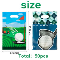 3sscha 50Pcs Golf Party Favor Bag, Sport Themed Waterproof Goodie Bags with Die Cut Handles, Golf Ball Flag Plastic Candy Gift Bag for Kids 1st Birthday Baby Shower, Men Party Decoration Supplies