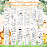 3sscha 75Pcs Color Your Own Safari Animals Bookmarks for Kids DIY Coloring Blank Bookmark Including Giraffe Lion Sloth Monkey Monstera Painting Bookmark School Wild Party Supplies Goodie Bag Fillers