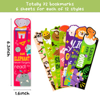 3sscha 72Pcs Animals Bookmarks Cartoon Shark Hilarious Reading Bookmarks for Kids Teacher Student Classroom Decor Reward Supplies Gift for Children Page Markers for Adults Reading Lover Home Office Library