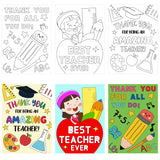 3sscha 36Pcs Teacher Cards Students Kids DIY Appreciation Gift Coloring Greeting Card with Flowers Pencils for Teacher Appreciate Day Party Favor Sets School Supplies Classroom Exchange Notecard