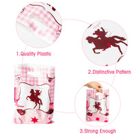 3sscha 50Pcs Pinkcowgirl Party Favor Bag Western Themed Waterproof Goodie Bags with Die Cut Handles Cowgirl Hat Glossy Plastic Candy Gift Bags for Cool Girl Birthday Baby Shower Decoration Supplies