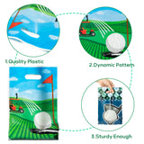 3sscha 50Pcs Golf Party Favor Bag, Sport Themed Waterproof Goodie Bags with Die Cut Handles, Golf Ball Flag Plastic Candy Gift Bag for Kids 1st Birthday Baby Shower, Men Party Decoration Supplies