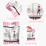 3sscha 50Pcs Girls Dream Paris Party Favor Bag for Elegant Lady Waterproof Pink Goodies Cookies Bag with Die Cut Handles Eiffel Tower Plastic Candy Gift Bags for Birthday Baby Shower Decor Supplies