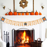 3sscha Happy Fall Banner Autumn Burlap Bunting Flag with White Black Buffalo Plaid Pumpkin, Farmhouse Hanging Party Decoration, Party Favor Supplies Photo Props Backdrop for Home Harvest Celebration