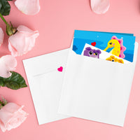 3sscha 28 Packs Valentines Cards with Stickers Ocean Animal Valentine’s Day Kid Classroom Exchange Cards with Envelope, Jellyfish Turtle Greeting Cards, Birthday Gift Card, Party Favors for Valentine