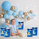 3sscha 50Pcs Twinkle Twinkle Little Star Party Favor Bag for Baby Boy Waterproof Blue Goodies Cookies Bag with Die Cut Handles Carton Plastic Candy Gift Bags for Birthday Baby Shower Decor Supplies