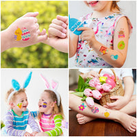 3sscha 24 Sheets Easter Temporary Tattoo for Kids 2 Inch Chicken Bunny Carrot Non-Toxic Tats Stickers Waterproof Body Sticker Art Decal Goodie Bag Fillers Spring Party Favor Supplies for Boys Girls