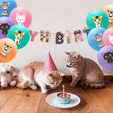 3sscha 52pcs Cat Balloon Birthday Decorations Including 5 Styles Cute Cartoon Kitten Print Latex Balloons Bouquets Adoption Pet Animal Party Favors Decor Supplies Photo Prop for Kids Boys Baby Shower