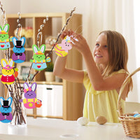 3sscha 20 Sets Easter Bunny Foam Stickers Craft for Kids Candy Rabbit Self-Adhesive Sticker DIY Handmade Artwork Project for School Classroom Home Activity, Easter Gift Spring Party Favor Decoration