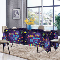 3sscha 3Pcs 80S Retro Table Cover Party Decorations Back to The 80s Tablecloths Kit Modern Waterproof Plastic Table Cloth Hip Hop Throwback Birthday Celebration Decors for Outdoor Picnic Supplies