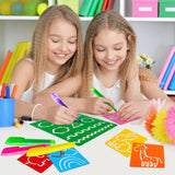 3sscha 22Pcs Alphabet Tracing Stencil Set for Kids Drawing Stencils with Color Highlighter Letters Numbers and Cute Animal Pattern Paint Boards Learn Art Craft Stencil Birthday Gift for Children