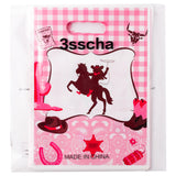 3sscha 50Pcs Pinkcowgirl Party Favor Bag Western Themed Waterproof Goodie Bags with Die Cut Handles Cowgirl Hat Glossy Plastic Candy Gift Bags for Cool Girl Birthday Baby Shower Decoration Supplies