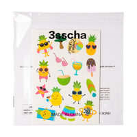 3sscha 8 Sheets Summer Pineapple Temporary Tattoo for Kids Cartoon Flamingo Swim Ring Non-toxic Tats Stickers Waterproof Palm Ice Cream Body Sticker Art Decal Beach Party Favor Supplies for Boys Girls