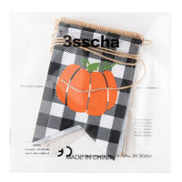 3sscha Happy Fall Banner Autumn Burlap Bunting Flag with White Black Buffalo Plaid Pumpkin, Farmhouse Hanging Party Decoration, Party Favor Supplies Photo Props Backdrop for Home Harvest Celebration